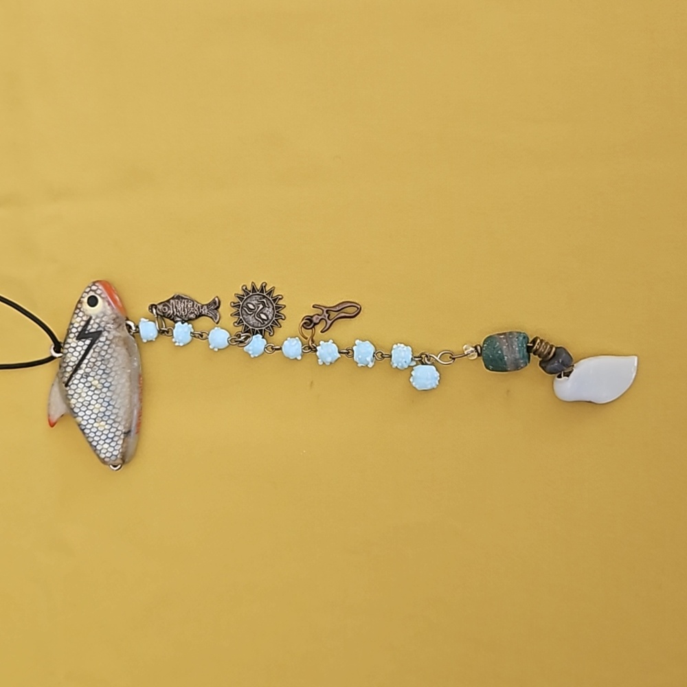 Handcrafted Charm Necklace Featuring a Fish-Shaped Pendant (Vintage Heddon Lure)